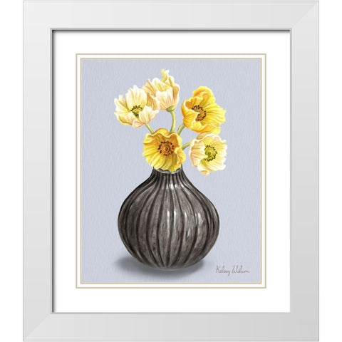 Poppies  in Vase I White Modern Wood Framed Art Print with Double Matting by Wilson, Kelsey