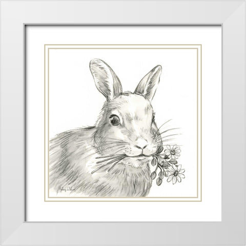 Watercolor  Pencil Farm V-Rabbit White Modern Wood Framed Art Print with Double Matting by Wilson, Kelsey