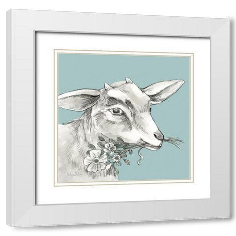 Watercolor  Pencil Farm color IV-Goat White Modern Wood Framed Art Print with Double Matting by Wilson, Kelsey