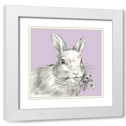 Watercolor  Pencil Farm color V-Rabbit White Modern Wood Framed Art Print with Double Matting by Wilson, Kelsey