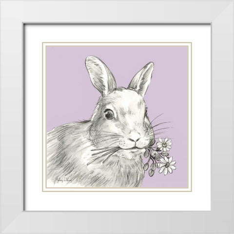 Watercolor  Pencil Farm color V-Rabbit White Modern Wood Framed Art Print with Double Matting by Wilson, Kelsey