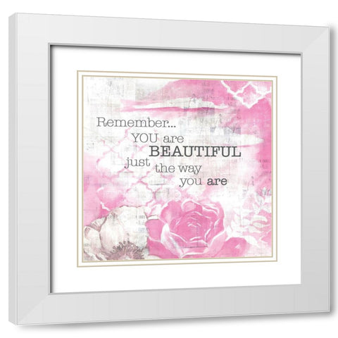 Textured  Sentiment pink I White Modern Wood Framed Art Print with Double Matting by Lee C