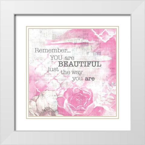 Textured  Sentiment pink I White Modern Wood Framed Art Print with Double Matting by Lee C