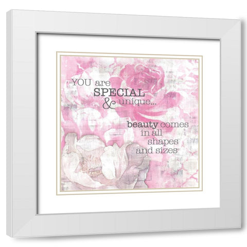 Textured  Sentiment pink II White Modern Wood Framed Art Print with Double Matting by Lee C