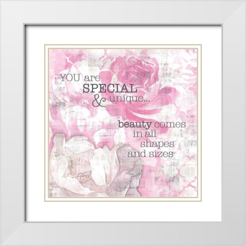 Textured  Sentiment pink II White Modern Wood Framed Art Print with Double Matting by Lee C