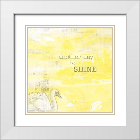 Textured  Sentiment yellow I White Modern Wood Framed Art Print with Double Matting by Lee C