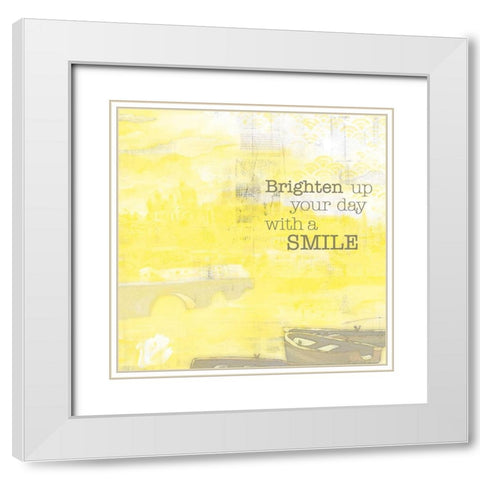 Textured  Sentiment yellow II White Modern Wood Framed Art Print with Double Matting by Lee C