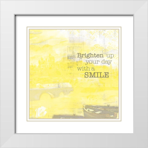 Textured  Sentiment yellow II White Modern Wood Framed Art Print with Double Matting by Lee C