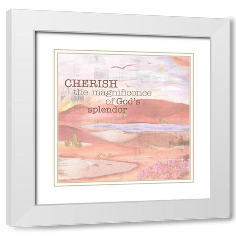 Textured  Sentiment landscape III White Modern Wood Framed Art Print with Double Matting by Lee C