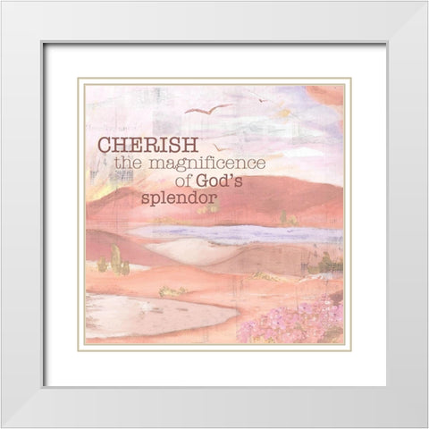 Textured  Sentiment landscape III White Modern Wood Framed Art Print with Double Matting by Lee C