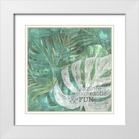 Textured  Sentiment tropic I White Modern Wood Framed Art Print with Double Matting by Lee C