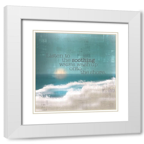 Textured  Sentiment beach I White Modern Wood Framed Art Print with Double Matting by Lee C