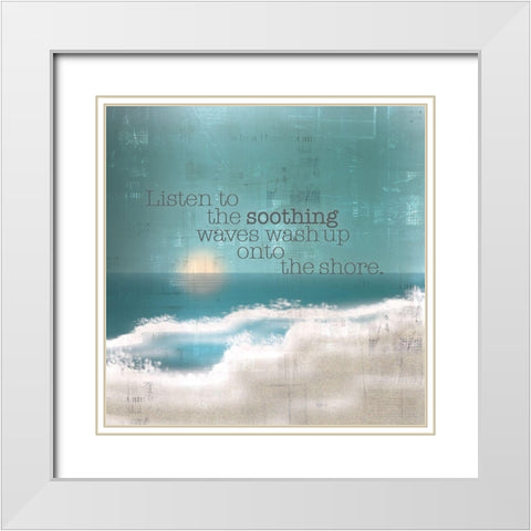 Textured  Sentiment beach I White Modern Wood Framed Art Print with Double Matting by Lee C