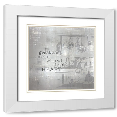 Textured  Sentiment kitchen I White Modern Wood Framed Art Print with Double Matting by Lee C