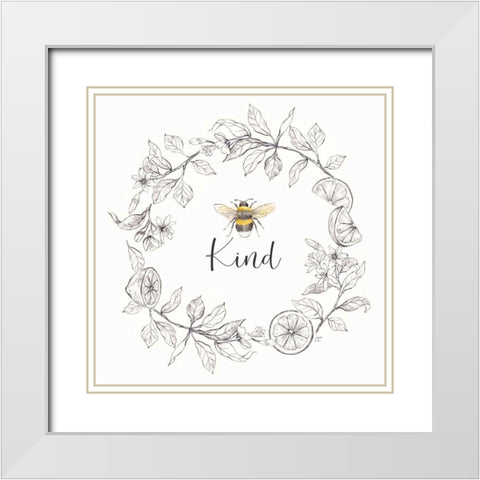 Bee  Sentiment Wreath II-Kind White Modern Wood Framed Art Print with Double Matting by Coulter, Cynthia