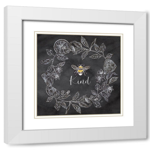 Bee  Sentiment Wreath black II-Kind White Modern Wood Framed Art Print with Double Matting by Coulter, Cynthia