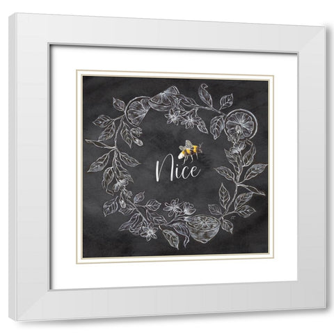 Bee  Sentiment Wreath black III-Nice White Modern Wood Framed Art Print with Double Matting by Coulter, Cynthia