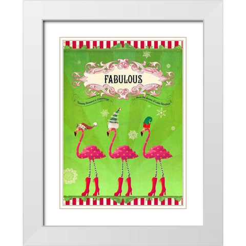 Colorful Christmas III-Fabulous Flamingo White Modern Wood Framed Art Print with Double Matting by Duirwaigh