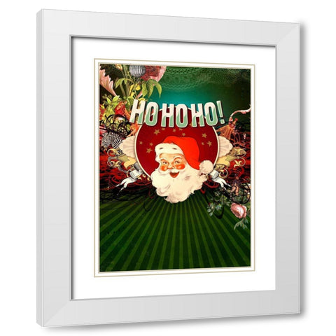 Colorful Christmas IV-HoHoHo White Modern Wood Framed Art Print with Double Matting by Duirwaigh
