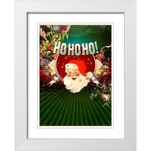 Colorful Christmas IV-HoHoHo White Modern Wood Framed Art Print with Double Matting by Duirwaigh