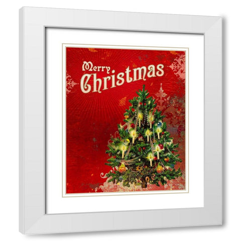 Colorful Christmas V-Merry Christmas White Modern Wood Framed Art Print with Double Matting by Duirwaigh