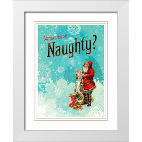 Colorful Christmas VI-Naughty White Modern Wood Framed Art Print with Double Matting by Duirwaigh