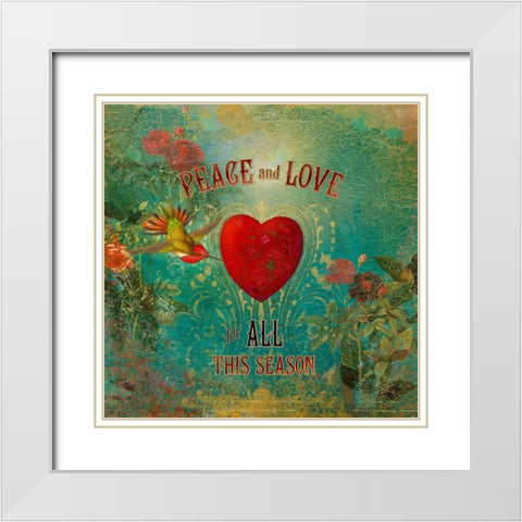 Colorful Christmas VII-Peace and Love White Modern Wood Framed Art Print with Double Matting by Duirwaigh