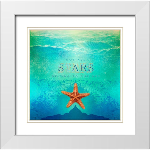 Living  Out Loud I-Stars White Modern Wood Framed Art Print with Double Matting by Duirwaigh