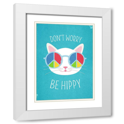 Living  Out Loud VIII-Be Hippy White Modern Wood Framed Art Print with Double Matting by Duirwaigh