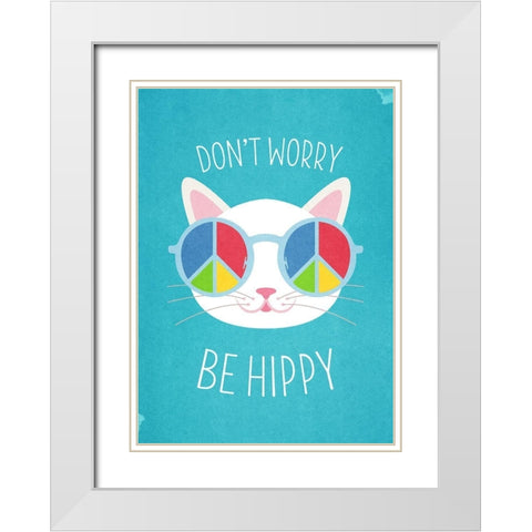 Living  Out Loud VIII-Be Hippy White Modern Wood Framed Art Print with Double Matting by Duirwaigh