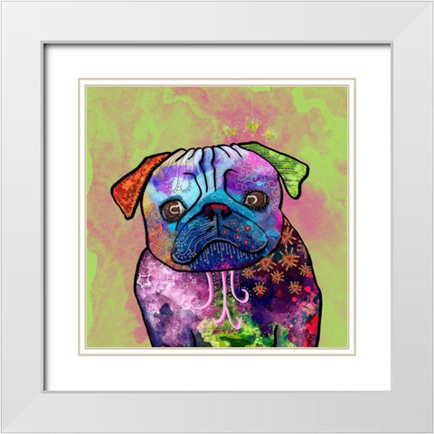 Colorful  Pets III White Modern Wood Framed Art Print with Double Matting by Duirwaigh