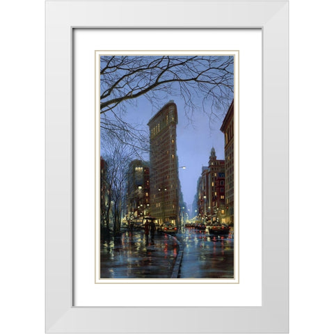 Flatiron  Rain White Modern Wood Framed Art Print with Double Matting by Lushpin, E.