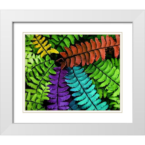 Feel  the Fern White Modern Wood Framed Art Print with Double Matting by Manelis, Jessica