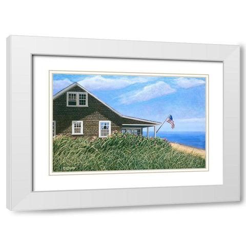 Ocean  View White Modern Wood Framed Art Print with Double Matting by Mielko, Tom
