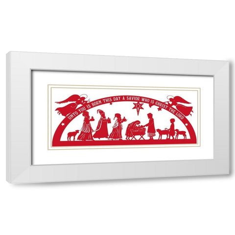 Unto You is Born White Modern Wood Framed Art Print with Double Matting by Sowell, Sharyn