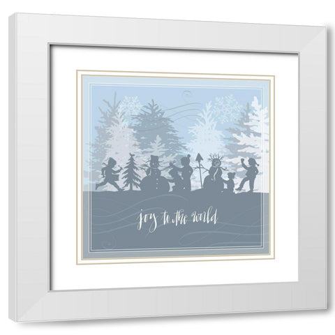 Winter Parade Joy White Modern Wood Framed Art Print with Double Matting by Sowell, Sharyn