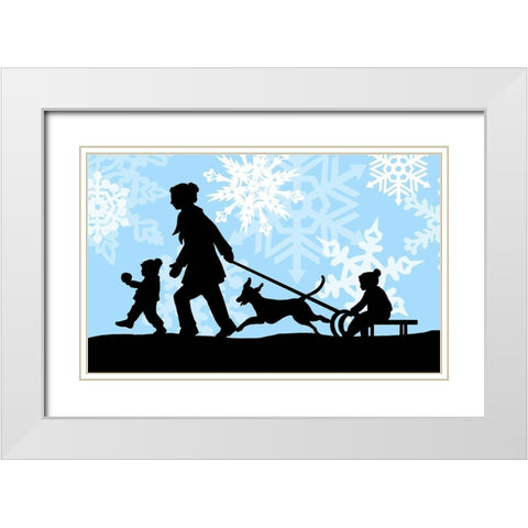 Winter Parade with Snowflakes II White Modern Wood Framed Art Print with Double Matting by Sowell, Sharyn