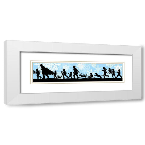Winter Parade with Snowflakes banner White Modern Wood Framed Art Print with Double Matting by Sowell, Sharyn