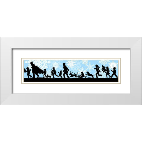 Winter Parade with Snowflakes banner White Modern Wood Framed Art Print with Double Matting by Sowell, Sharyn