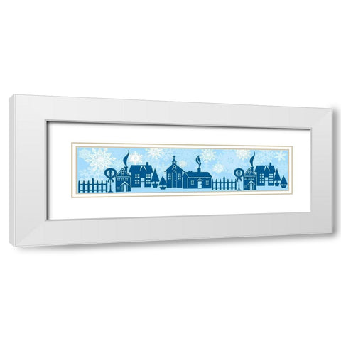 Snow Village White Modern Wood Framed Art Print with Double Matting by Sowell, Sharyn