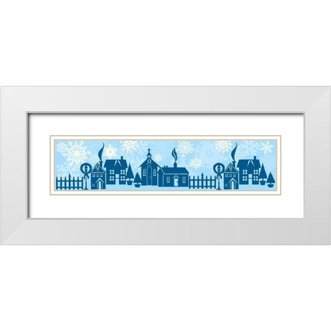Snow Village White Modern Wood Framed Art Print with Double Matting by Sowell, Sharyn