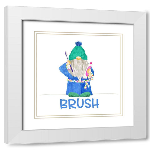 Bathroom  Gnomes II-Brush Boy White Modern Wood Framed Art Print with Double Matting by Reed, Tara