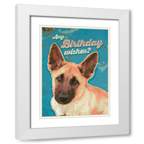 Pet Sentiment  IV-Birthday Wishes White Modern Wood Framed Art Print with Double Matting by Duirwaigh