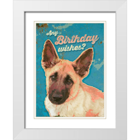 Pet Sentiment  IV-Birthday Wishes White Modern Wood Framed Art Print with Double Matting by Duirwaigh
