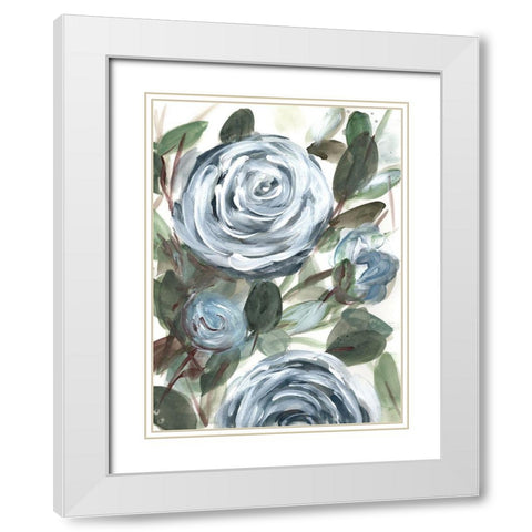 Farmhouse  Rose Blue II White Modern Wood Framed Art Print with Double Matting by Chapman, Marcy