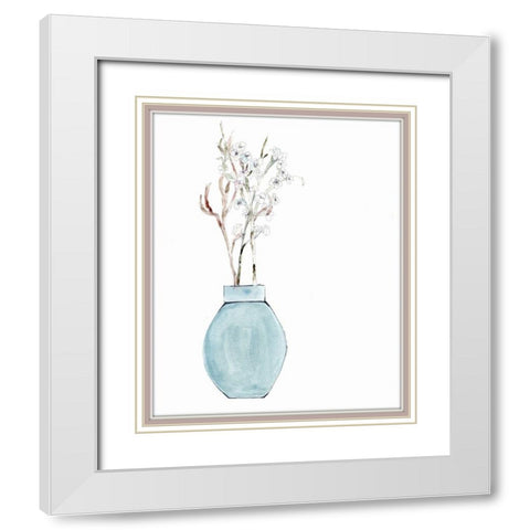 Simply  Blue White Modern Wood Framed Art Print with Double Matting by Chapman, Marcy