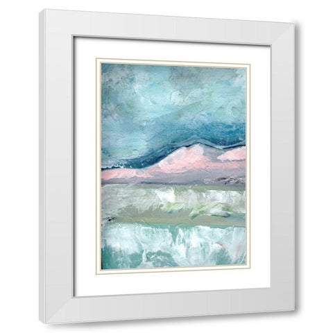 Blush  Pink Mountainscape I White Modern Wood Framed Art Print with Double Matting by Chapman, Marcy