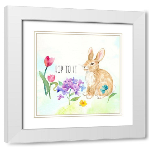 Hello Easter  V-Hop to It White Modern Wood Framed Art Print with Double Matting by Coulter, Cynthia
