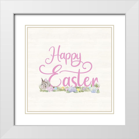 Farmhouse  Easter Sentiment V-Happy Easter White Modern Wood Framed Art Print with Double Matting by Reed, Tara