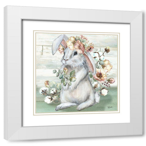 Farmhouse  Bunny II White Modern Wood Framed Art Print with Double Matting by Tre Sorelle Studios